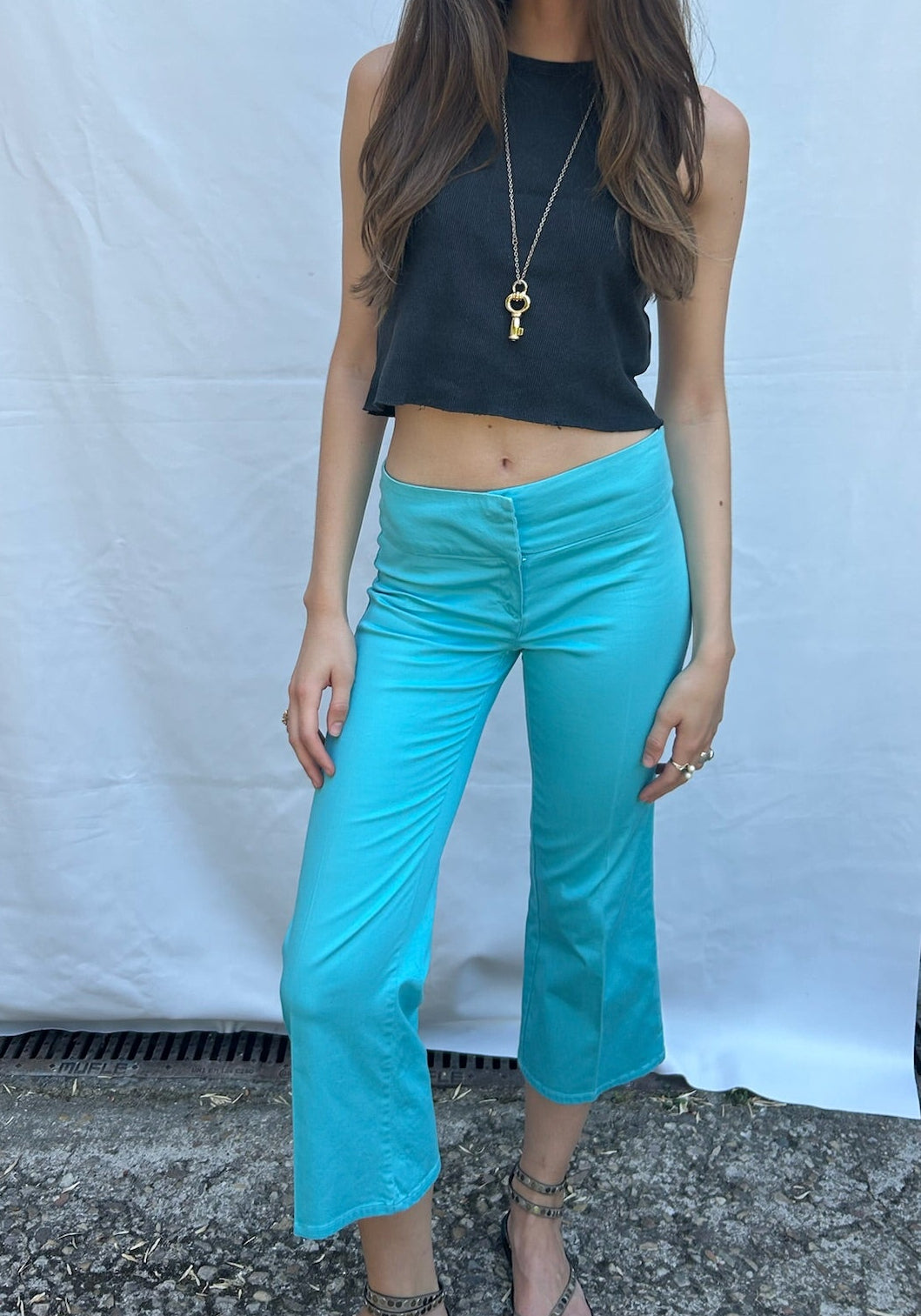 The blue capris