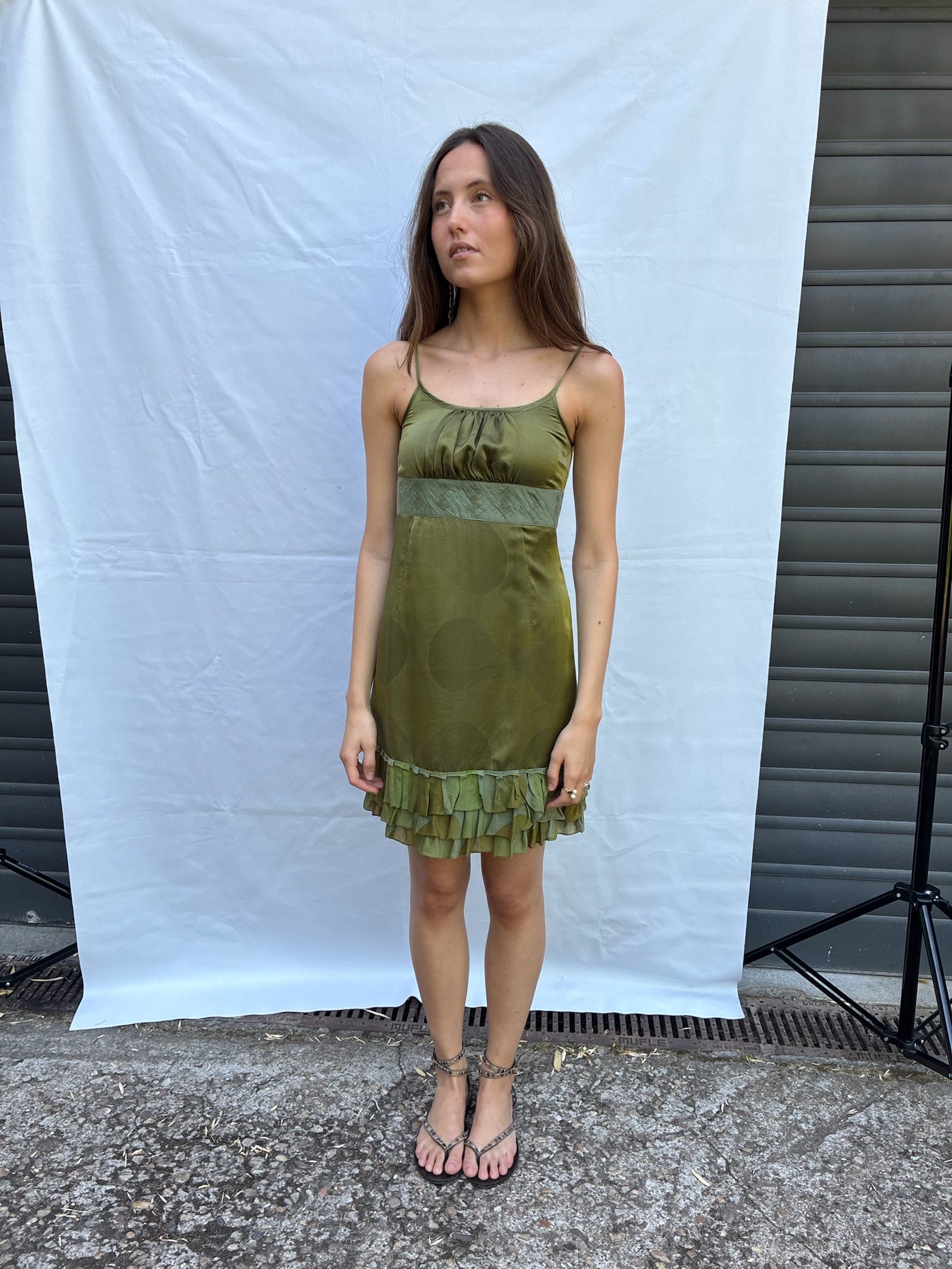 The short olive dress